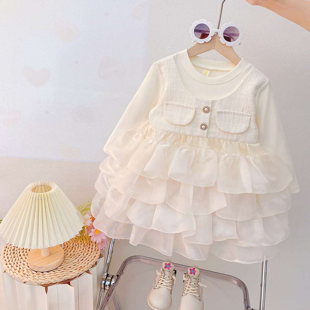 Luxury Chanel-Style Tweed Princess Dress with Layered Tulle Skirt | Baby Girls