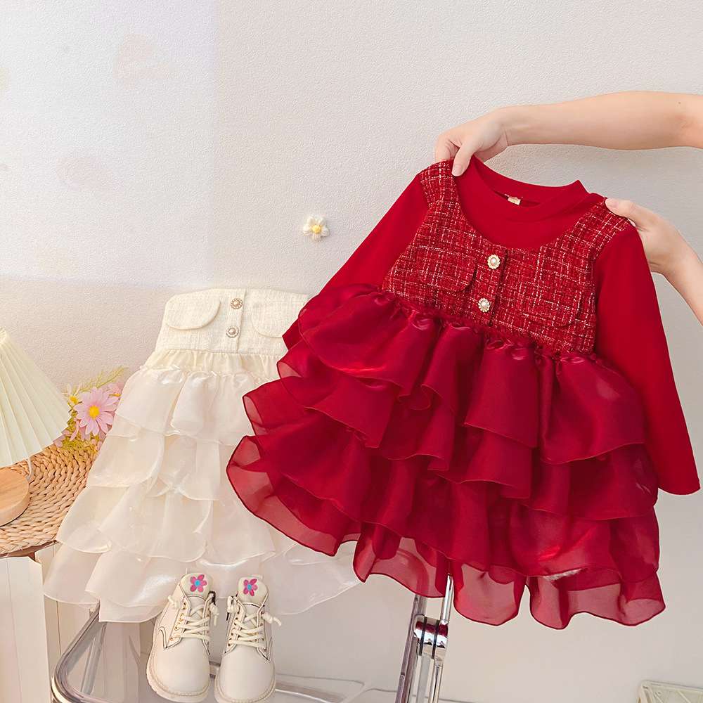 Luxury Chanel-Style Tweed Princess Dress with Layered Tulle Skirt | Baby Girls