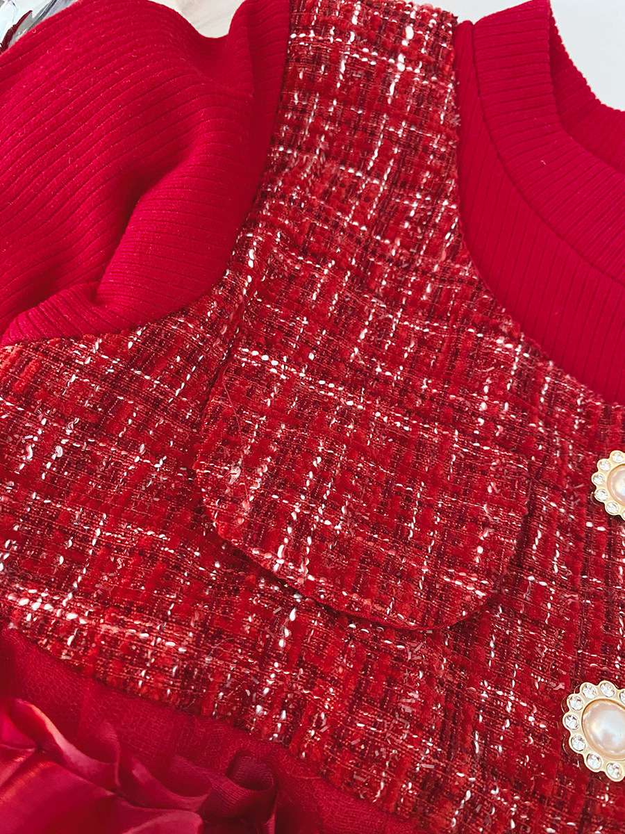 Luxury Chanel-Style Tweed Princess Dress with Layered Tulle Skirt | Baby Girls